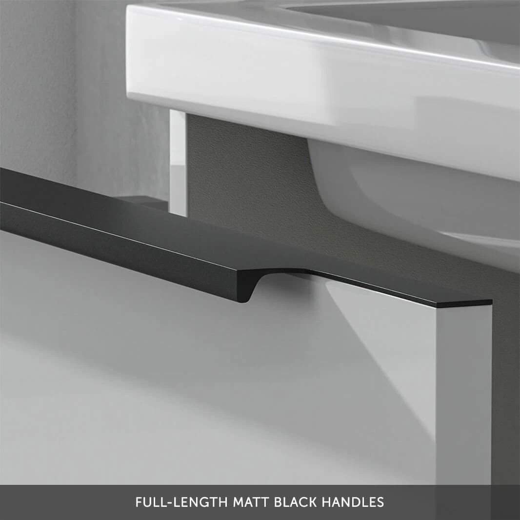 Harbour Status 800mm Wall Hung Vanity Unit & Basin - Gloss White With Matt Black Handle 7 Harbour Status 800mm Wall Hung Vanity Unit & Basin - Gloss White With Matt Black Handle - Image 5
