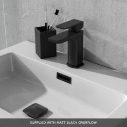 Harbour Status 500mm Wall Hung Vanity Unit & Basin - Gloss White With Matt Black Handle -TAP WAREHOUSE Shop harbour status wall hung unit black overflow banner 1