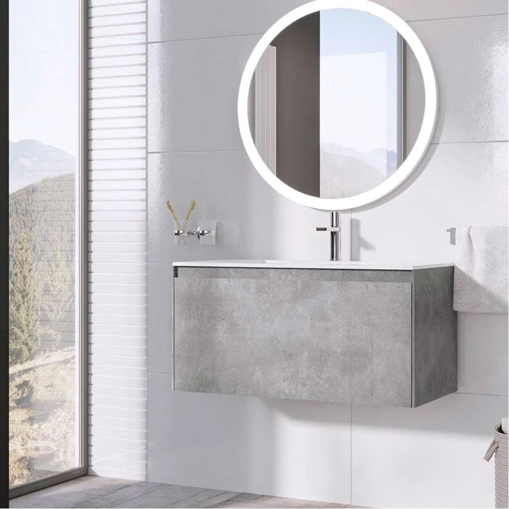 Harbour Substance 900mm 1 Drawer Wall Mounted Vanity Unit & Black Basin - Concrete Effect 6 Harbour Substance 900mm 1 Drawer Wall Mounted Vanity Unit & Black Basin - Concrete Effect - Image 4