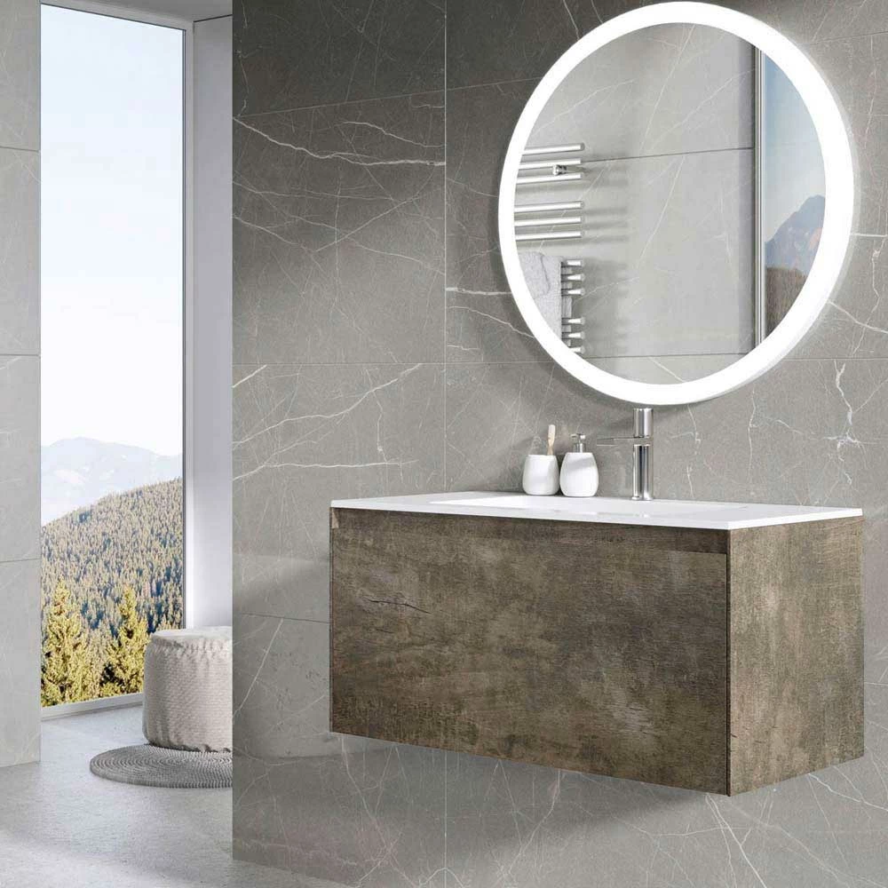 Harbour Substance 900mm 1 Drawer Wall Mounted Vanity Unit & Black Basin - Concrete Effect 3 Harbour Substance 900mm 1 Drawer Wall Mounted Vanity Unit & Black Basin - Concrete Effect