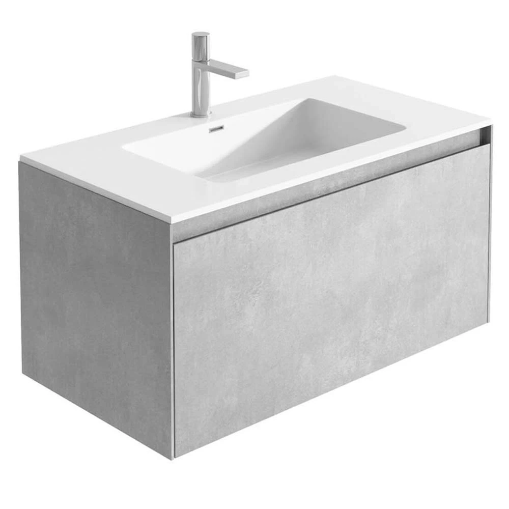 Harbour Substance 900mm 1 Drawer Wall Mounted Vanity Unit & Black Basin - Concrete Effect 13 Harbour Substance 900mm 1 Drawer Wall Mounted Vanity Unit & Black Basin - Concrete Effect - Image 11