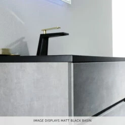 Harbour Substance 600mm 2 Drawer Wall Mounted Vanity Unit & White Basin - Concrete Effect 12 Harbour Substance 600mm 2 Drawer Wall Mounted Vanity Unit & White Basin - Concrete Effect -TAP WAREHOUSE Shop harbour substance black basin detail banner