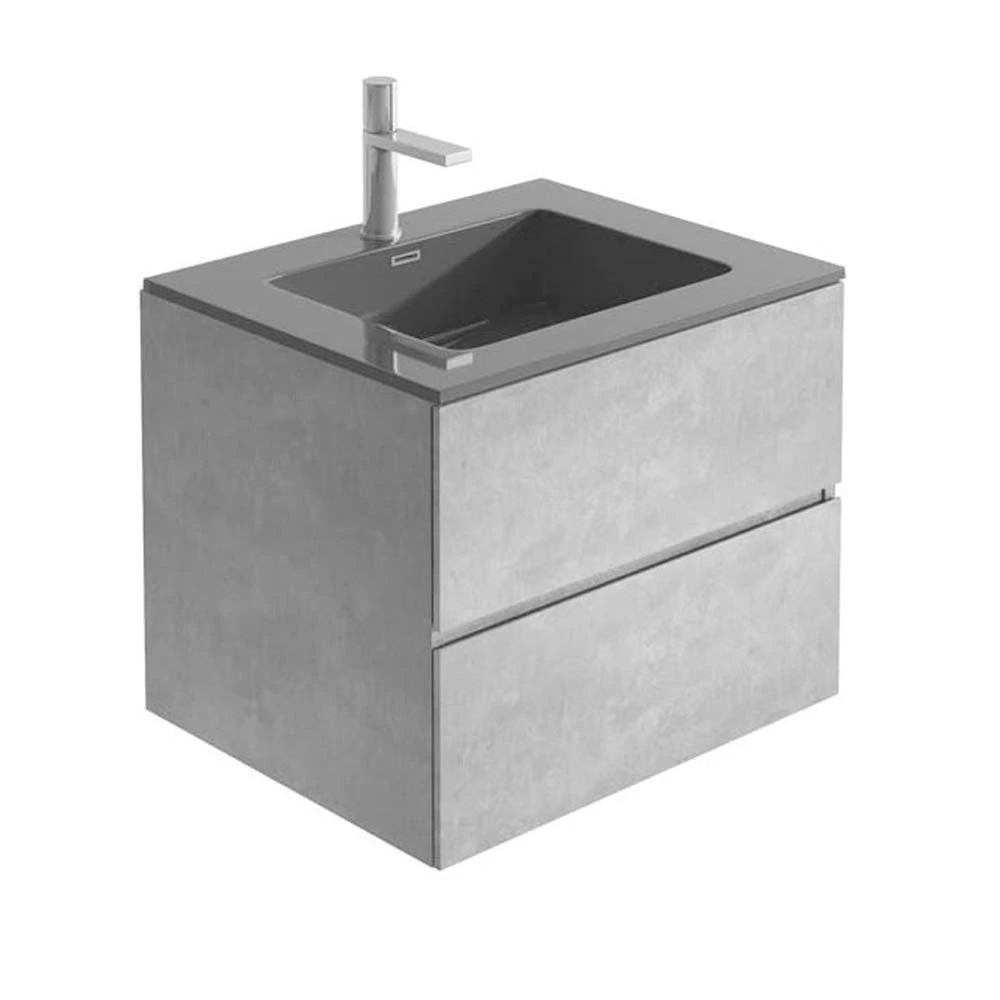 Harbour Substance 600mm 2 Drawer Wall Mounted Vanity Unit & White Basin - Concrete Effect 8 Harbour Substance 600mm 2 Drawer Wall Mounted Vanity Unit & White Basin - Concrete Effect - Image 6