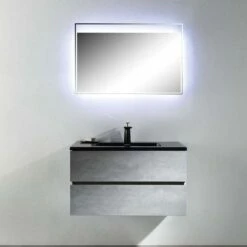 Harbour Substance 900mm 2 Drawer Wall Mounted Vanity Unit & Black Basin - Concrete Effect 16 Harbour Substance 900mm 2 Drawer Wall Mounted Vanity Unit & Black Basin - Concrete Effect -TAP WAREHOUSE Shop harbour substance concrete double drawer unit