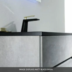Harbour Substance 600mm 1 Drawer Wall Mounted Vanity Unit & Black Basin - Concrete Effect 20 Harbour Substance 600mm 1 Drawer Wall Mounted Vanity Unit & Black Basin - Concrete Effect -TAP WAREHOUSE Shop harbour substance matt black basin overlay 2 1