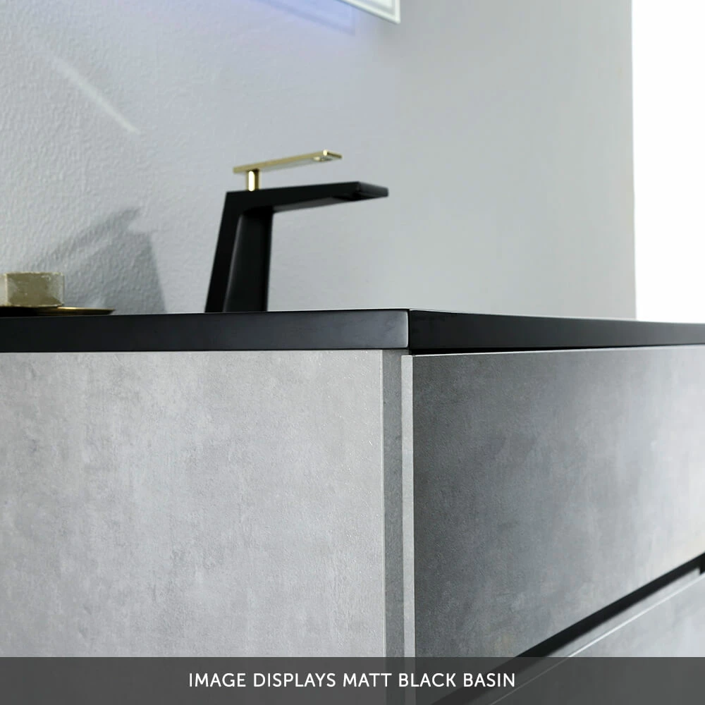 Harbour Substance 900mm 2 Drawer Wall Mounted Vanity Unit & Black Basin - Concrete Effect 6 Harbour Substance 900mm 2 Drawer Wall Mounted Vanity Unit & Black Basin - Concrete Effect - Image 4