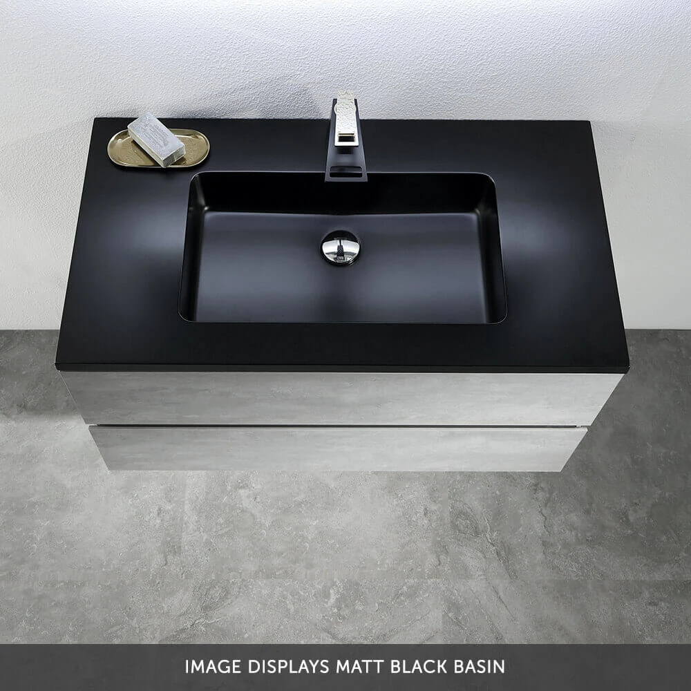Harbour Substance 900mm 2 Drawer Wall Mounted Vanity Unit & Black Basin - Concrete Effect 5 Harbour Substance 900mm 2 Drawer Wall Mounted Vanity Unit & Black Basin - Concrete Effect - Image 3
