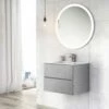 Harbour Substance 600mm 2 Drawer Wall Mounted Vanity Unit & White Basin - Concrete Effect -TAP WAREHOUSE Shop harbour substance600 2drawer vanity white concrete