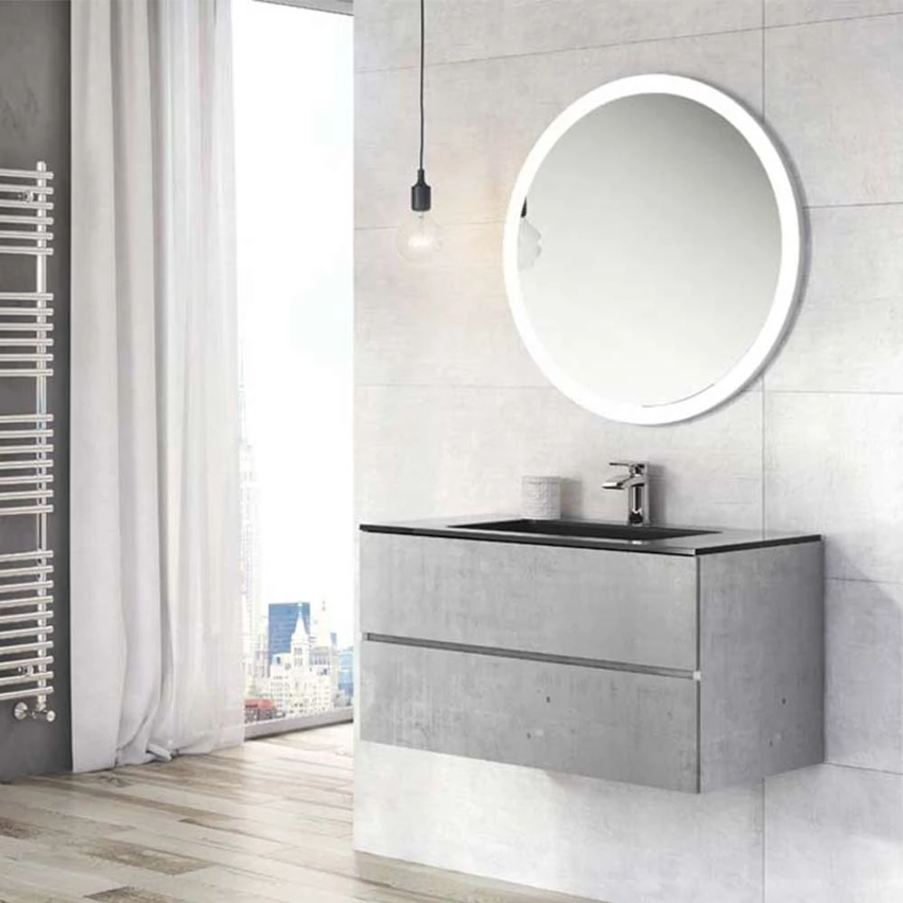 Harbour Substance 900mm 2 Drawer Wall Mounted Vanity Unit & Black Basin - Concrete Effect 4 Harbour Substance 900mm 2 Drawer Wall Mounted Vanity Unit & Black Basin - Concrete Effect - Image 2