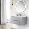 Harbour Substance 900mm 2 Drawer Wall Mounted Vanity Unit & Black Basin - Concrete Effect -TAP WAREHOUSE Shop harbour substance900 2drawer vanity white concrete