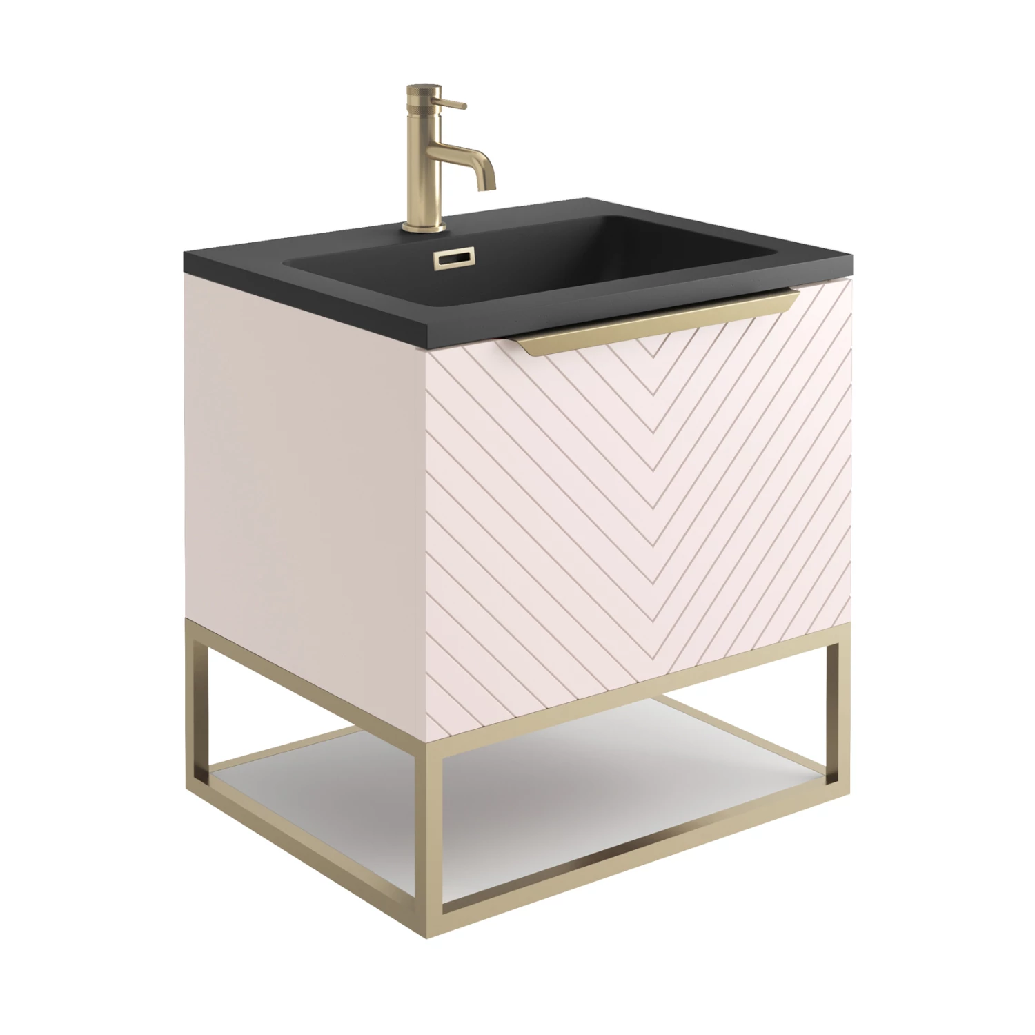 Harbour Symmetry 600mm Wall Hung Vanity Unit With Brushed Brass Frame Shelf And Handle - Grey Basin & Matt Twilight Blue Unit 3 Harbour Symmetry 600mm Wall Hung Vanity Unit With Brushed Brass Frame Shelf And Handle - Grey Basin & Matt Twilight Blue Unit