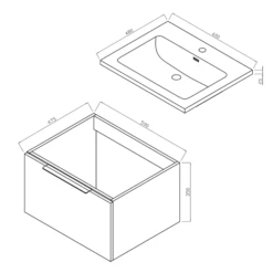 Harbour Symmetry 600mm Wall Hung Vanity Unit With Matt Black Handle - Grey Basin & Matt Pastel Pink Unit -TAP WAREHOUSE Shop harbour symmetry 600mm unit and basin tech 1