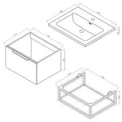 Harbour Symmetry 600mm Wall Hung Vanity Unit With Matt Black Frame Shelf And Handle - White Basin & Matt Pastel Pink Unit -TAP WAREHOUSE Shop harbour symmetry 600mm unit basin and frame tech 1