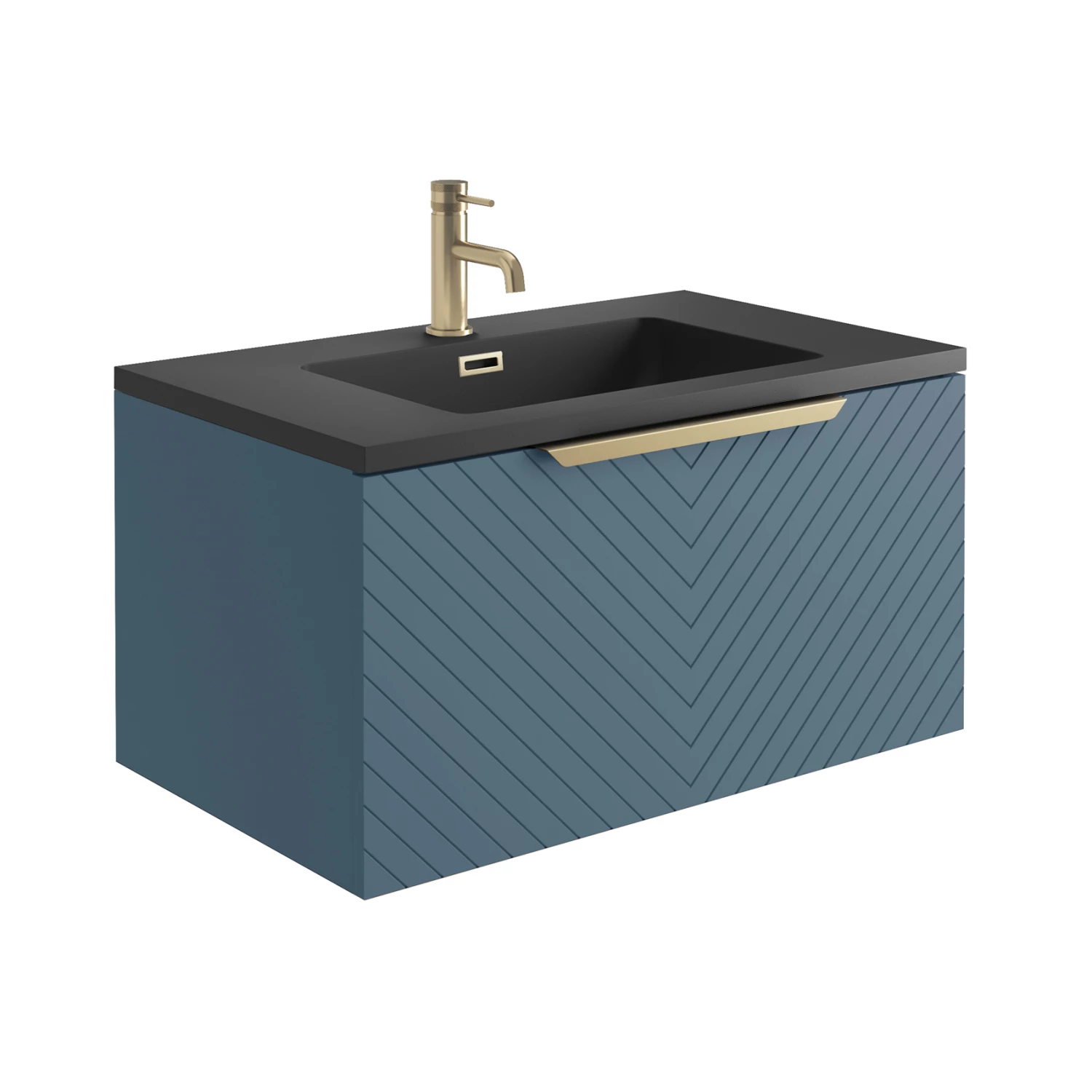 Harbour Symmetry 800mm Wall Hung Vanity Unit With Brushed Brass Handle - White Basin & Matt Pastel Pink Unit 4 Harbour Symmetry 800mm Wall Hung Vanity Unit With Brushed Brass Handle - White Basin & Matt Pastel Pink Unit - Image 2