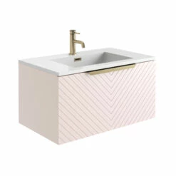 Harbour Symmetry 800mm Wall Hung Vanity Unit With Brushed Brass Handle - White Basin & Matt Pastel Pink Unit 9 Harbour Symmetry 800mm Wall Hung Vanity Unit With Brushed Brass Handle - White Basin & Matt Pastel Pink Unit -TAP WAREHOUSE Shop harbour symmetry 800mm pink unit white basin brushed brass handle cutout