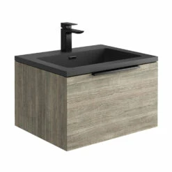 Harbour Virtue 600mm Wall Hung Vanity Unit With LED Illumination & White Basin - Rustic Oak & Matt Black Handle 21 Harbour Virtue 600mm Wall Hung Vanity Unit With LED Illumination & White Basin - Rustic Oak & Matt Black Handle -TAP WAREHOUSE Shop harbour virtue 600mm wall hung grey oak vanity unit cutout