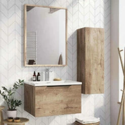 Harbour Virtue Mirror With Matt Grey Frame - 800 X 600mm 25 Harbour Virtue Mirror With Matt Grey Frame - 800 X 600mm -TAP WAREHOUSE Shop harbour virtue 600mm wall hung rustic oak vanity unit lifestyle v2