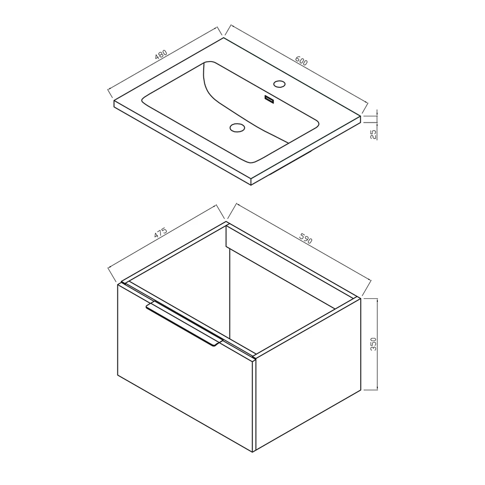 Harbour Virtue 600mm Wall Hung Vanity Unit With LED Illumination & White Basin - Rustic Oak & Matt Black Handle 15 Harbour Virtue 600mm Wall Hung Vanity Unit With LED Illumination & White Basin - Rustic Oak & Matt Black Handle - Image 13