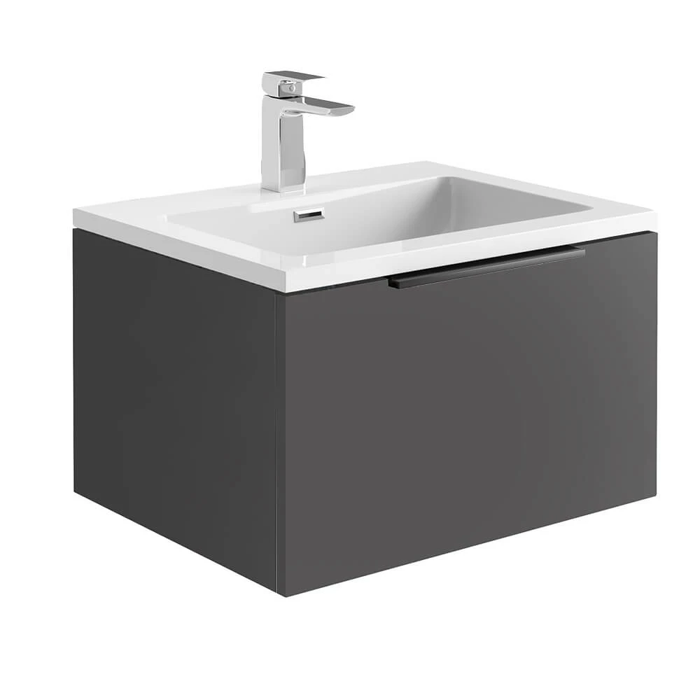 Harbour Virtue 600mm Wall Hung Vanity Unit With LED Illumination & White Basin - Rustic Oak & Matt Black Handle 11 Harbour Virtue 600mm Wall Hung Vanity Unit With LED Illumination & White Basin - Rustic Oak & Matt Black Handle - Image 9