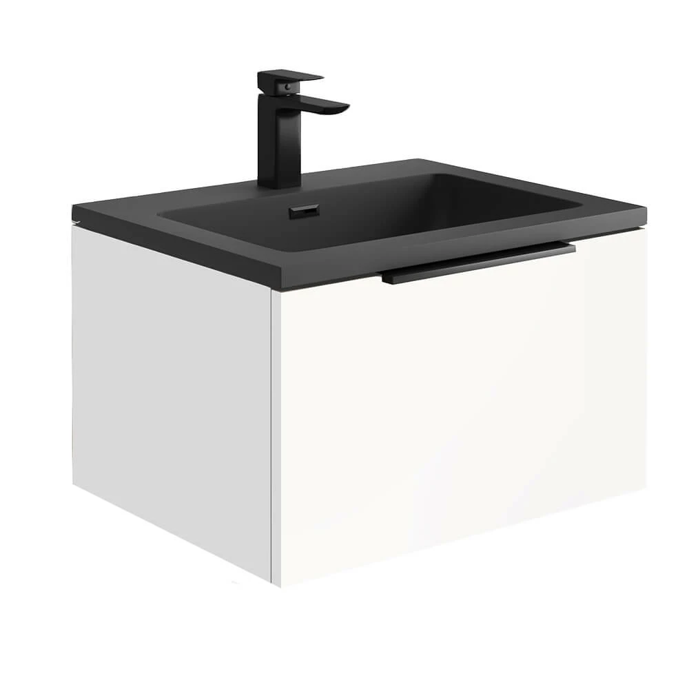 Harbour Virtue 600mm Wall Hung Vanity Unit With LED Illumination & White Basin - Rustic Oak & Matt Black Handle 12 Harbour Virtue 600mm Wall Hung Vanity Unit With LED Illumination & White Basin - Rustic Oak & Matt Black Handle - Image 10