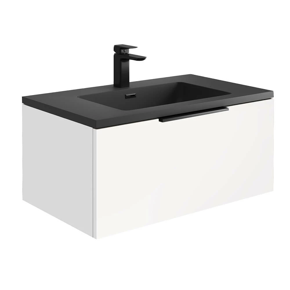 Harbour Virtue 800mm Wall Hung Vanity Unit With LED Illumination & Grey Basin - Rustic Oak & Matt Black Handle 10 Harbour Virtue 800mm Wall Hung Vanity Unit With LED Illumination & Grey Basin - Rustic Oak & Matt Black Handle - Image 8