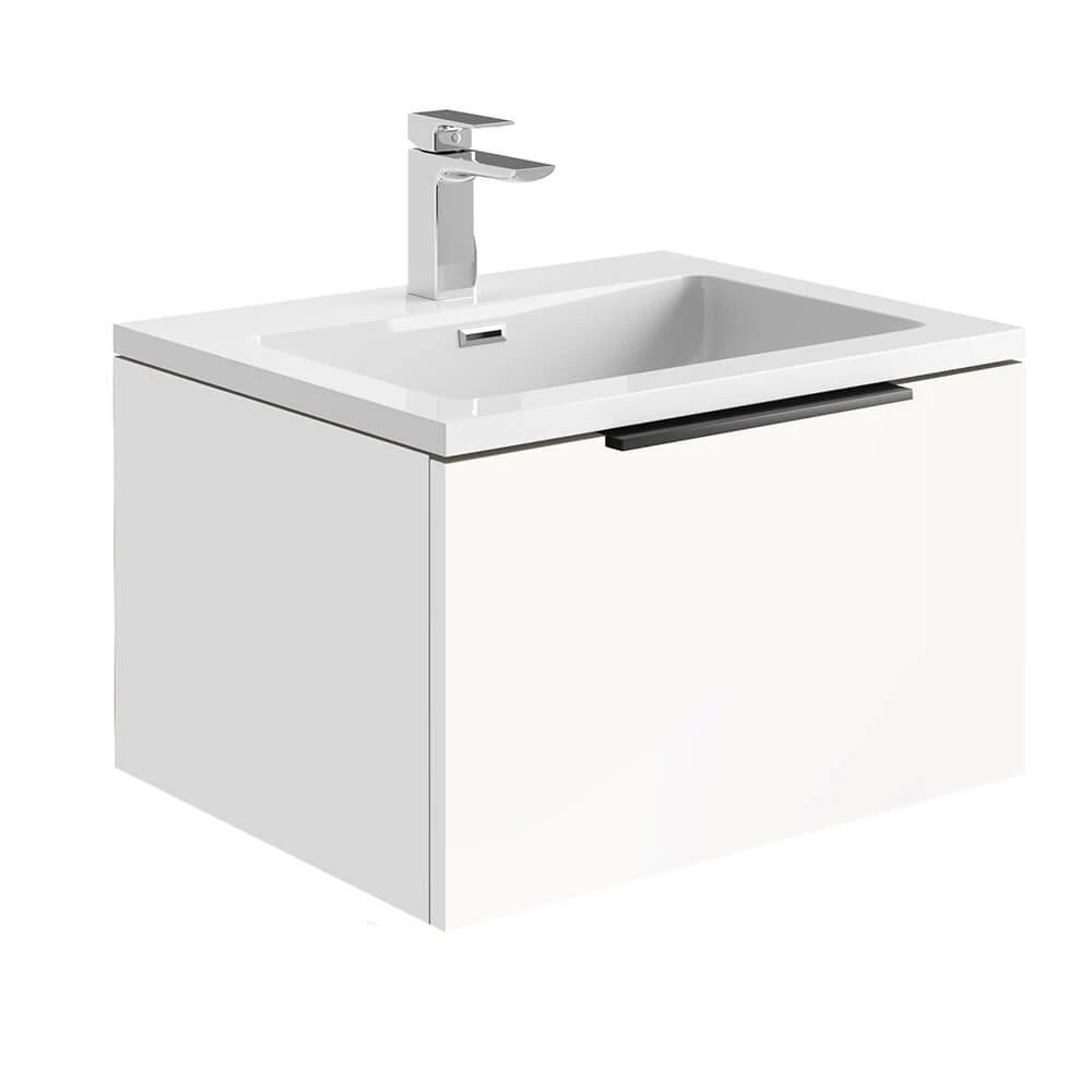 Harbour Virtue 600mm Wall Hung Vanity Unit With LED Illumination & White Basin - Rustic Oak & Matt Black Handle 13 Harbour Virtue 600mm Wall Hung Vanity Unit With LED Illumination & White Basin - Rustic Oak & Matt Black Handle - Image 11