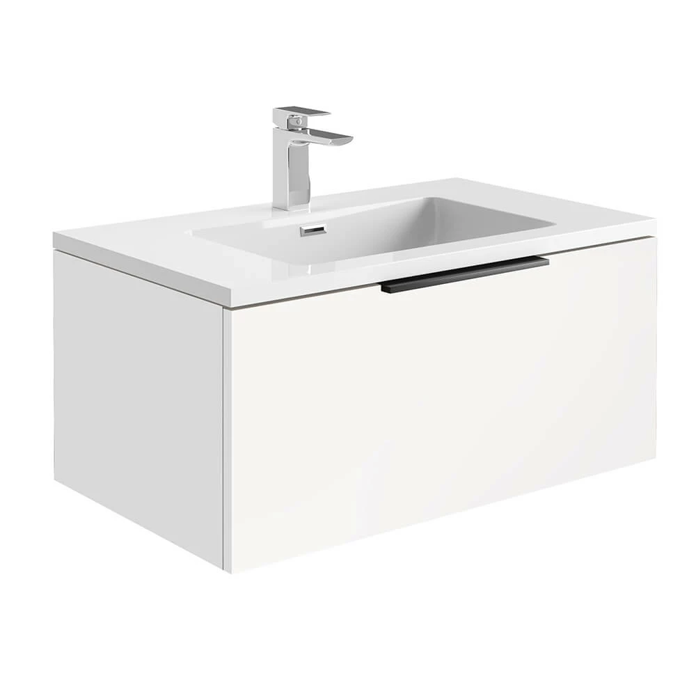 Harbour Virtue 800mm Wall Hung Vanity Unit With LED Illumination & Grey Basin - Rustic Oak & Matt Black Handle 11 Harbour Virtue 800mm Wall Hung Vanity Unit With LED Illumination & Grey Basin - Rustic Oak & Matt Black Handle - Image 9