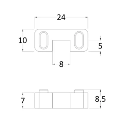 Harbour Contour Wetroom Screen Brushed Brass Support Foot -TAP WAREHOUSE Shop harbour wetroom screen support foot drawing 1