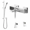 Harrison Deck Mounted Thermostatic Bath Shower Mixer & Slide Rail Kit -TAP WAREHOUSE Shop harrison square bath shower thermostatic mixer deck legs and rail kit cutout