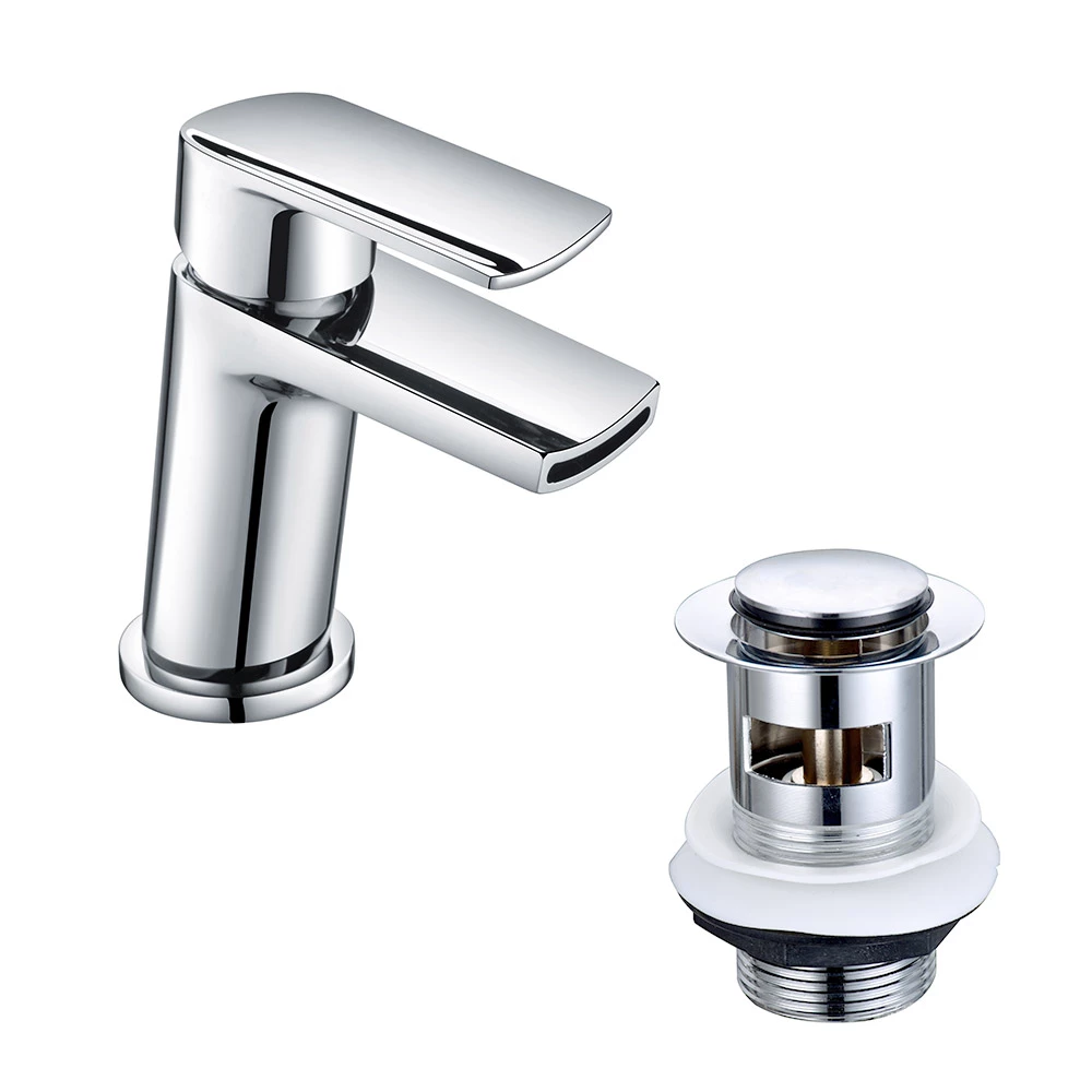 Vellamo Poise Mini Mono Basin Mixer With Push Waste - Chrome 4 Vellamo Poise Mini Mono Basin Mixer With Push Waste - Chrome - Image 2