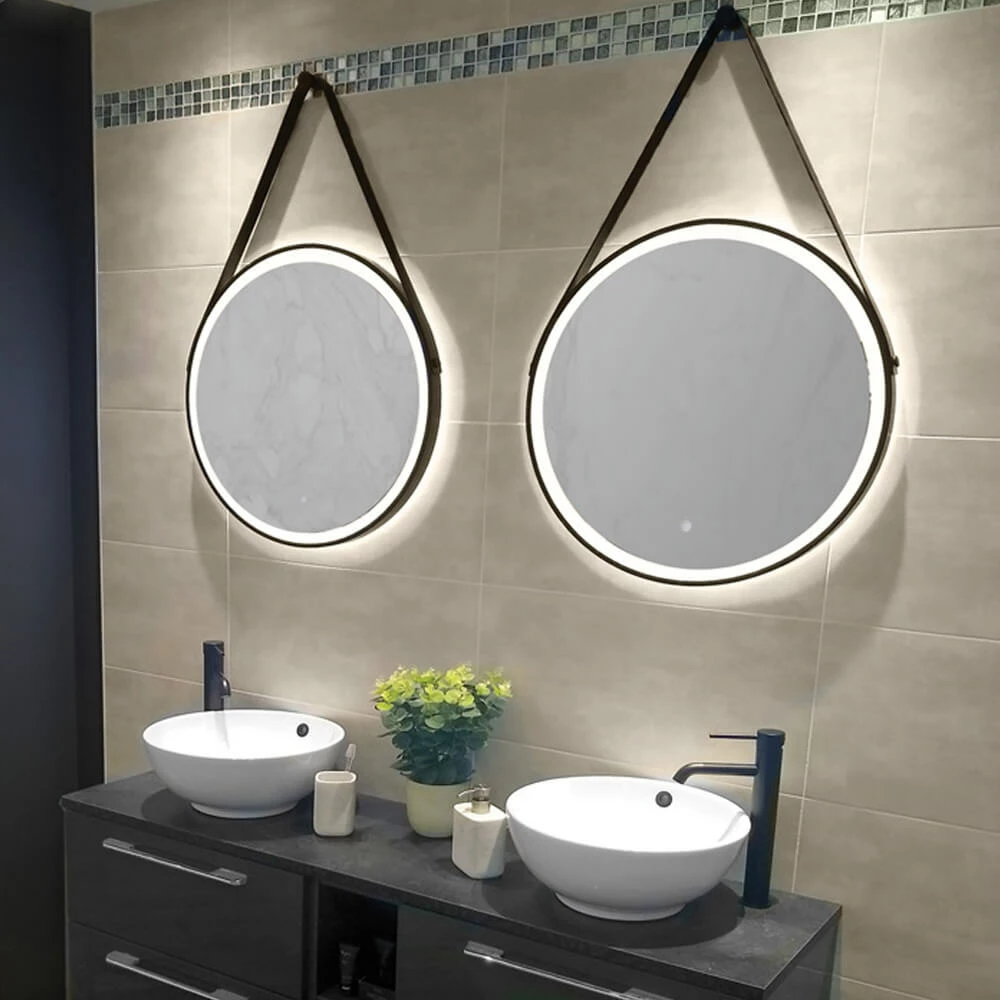 HiB Solstice 60 Illuminated LED Matt Black Round Mirror With Demister Pad - 600mm 4 HiB Solstice 60 Illuminated LED Matt Black Round Mirror With Demister Pad - 600mm - Image 2