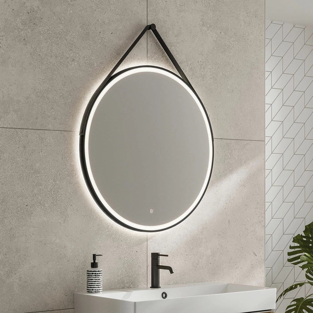 HiB Solstice 80 Illuminated LED Matt Black Round Mirror With Demister Pad - 800mm 3 HiB Solstice 80 Illuminated LED Matt Black Round Mirror With Demister Pad - 800mm