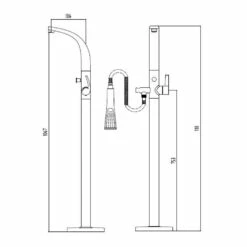 High Life Selkirk Freestanding Mono Bath Shower Mixer & Shower Kit -TAP WAREHOUSE Shop highlifeselkirk 17429 tech
