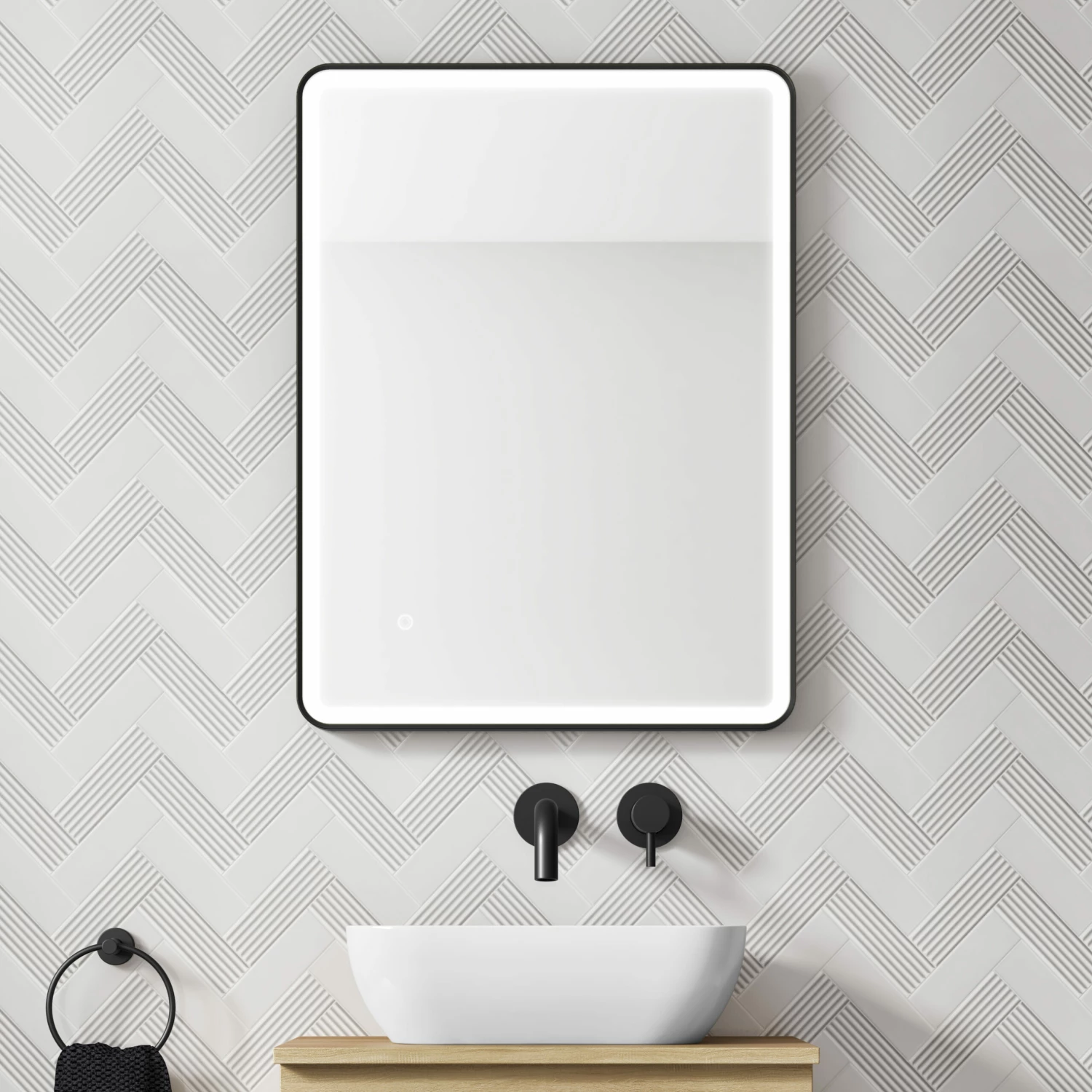HIX LED Illuminated Brushed Brass Framed Mirror With Demister Pad & Colour Change Lights - 600 X 800mm 4 HIX LED Illuminated Brushed Brass Framed Mirror With Demister Pad & Colour Change Lights - 600 X 800mm - Image 2