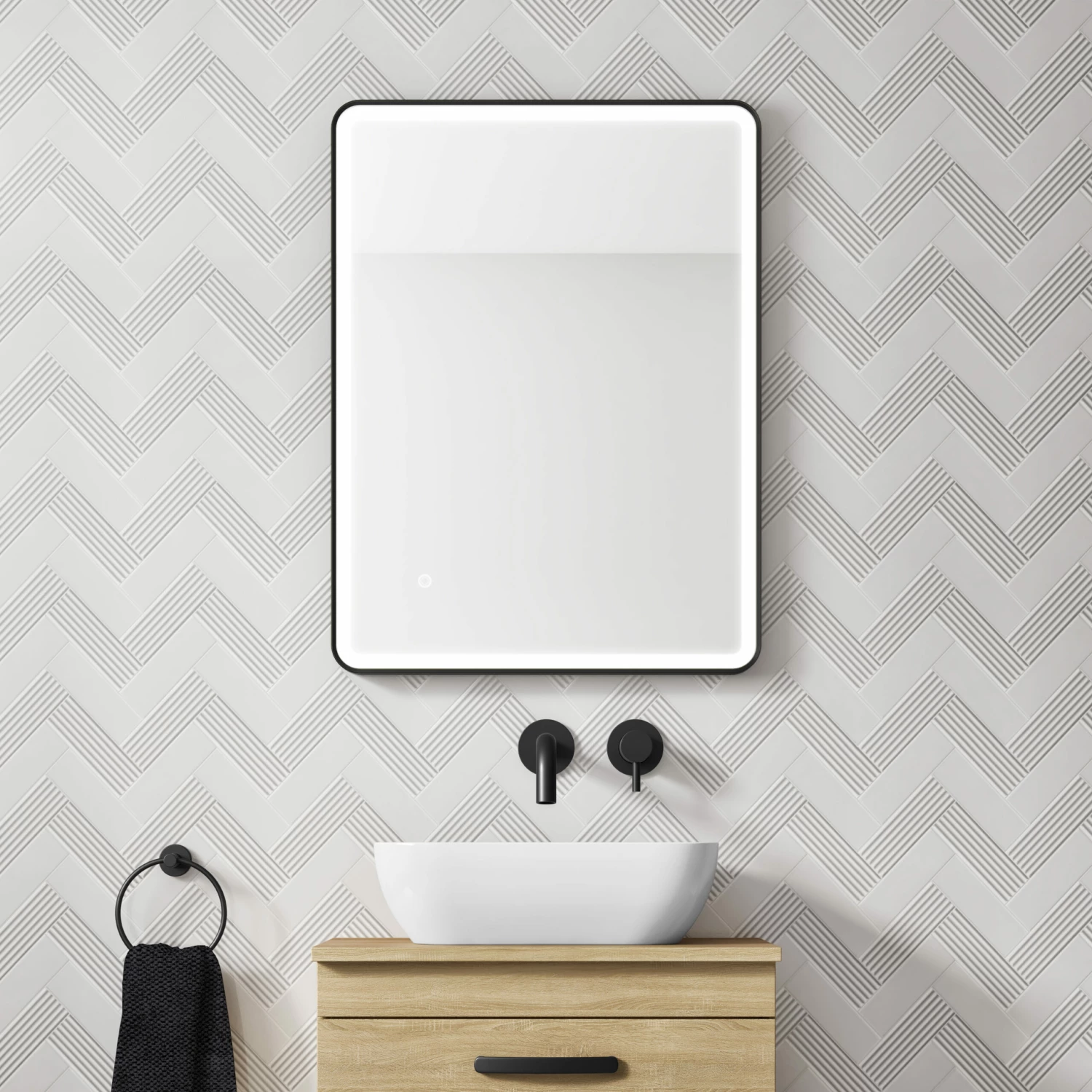 HIX LED Illuminated Brushed Brass Framed Mirror With Demister Pad & Colour Change Lights - 600 X 800mm 8 HIX LED Illuminated Brushed Brass Framed Mirror With Demister Pad & Colour Change Lights - 600 X 800mm - Image 6