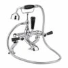 Hudson Reed Black Topaz Lever Deck Mounted Bath Shower Mixer With Handset Kit & Dome Collars