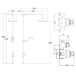 Hudson Reed Victorian Grand Black Topaz Rigid Riser Kit With Exposed Twin Valve - Chrome/Black -TAP WAREHOUSE Shop hudson reed black topaz rigid riser kit and valve drawing