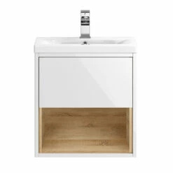 Hudson Reed Coast 500mm Wall Hung Vanity Unit And Basin - White Gloss