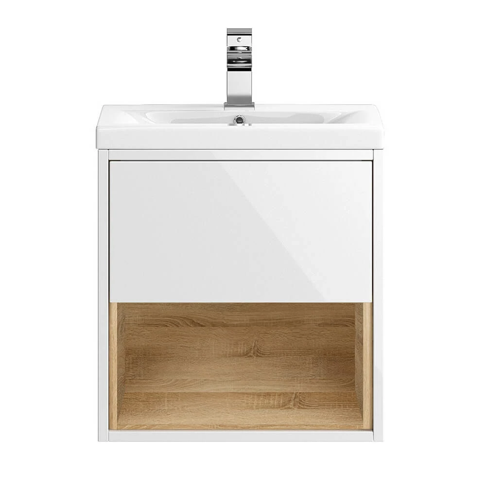 Hudson Reed Coast 500mm Wall Hung Vanity Unit And Basin - White Gloss 3 Hudson Reed Coast 500mm Wall Hung Vanity Unit And Basin - White Gloss