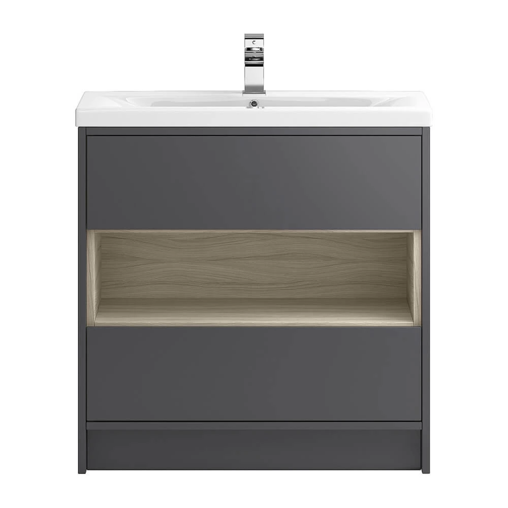 Hudson Reed Coast 800mm Floor Standing Vanity Unit And Basin - Grey Gloss 3 Hudson Reed Coast 800mm Floor Standing Vanity Unit And Basin - Grey Gloss