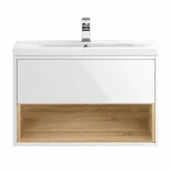 Hudson Reed Coast 800mm Wall Hung Vanity Unit And Basin - White Gloss