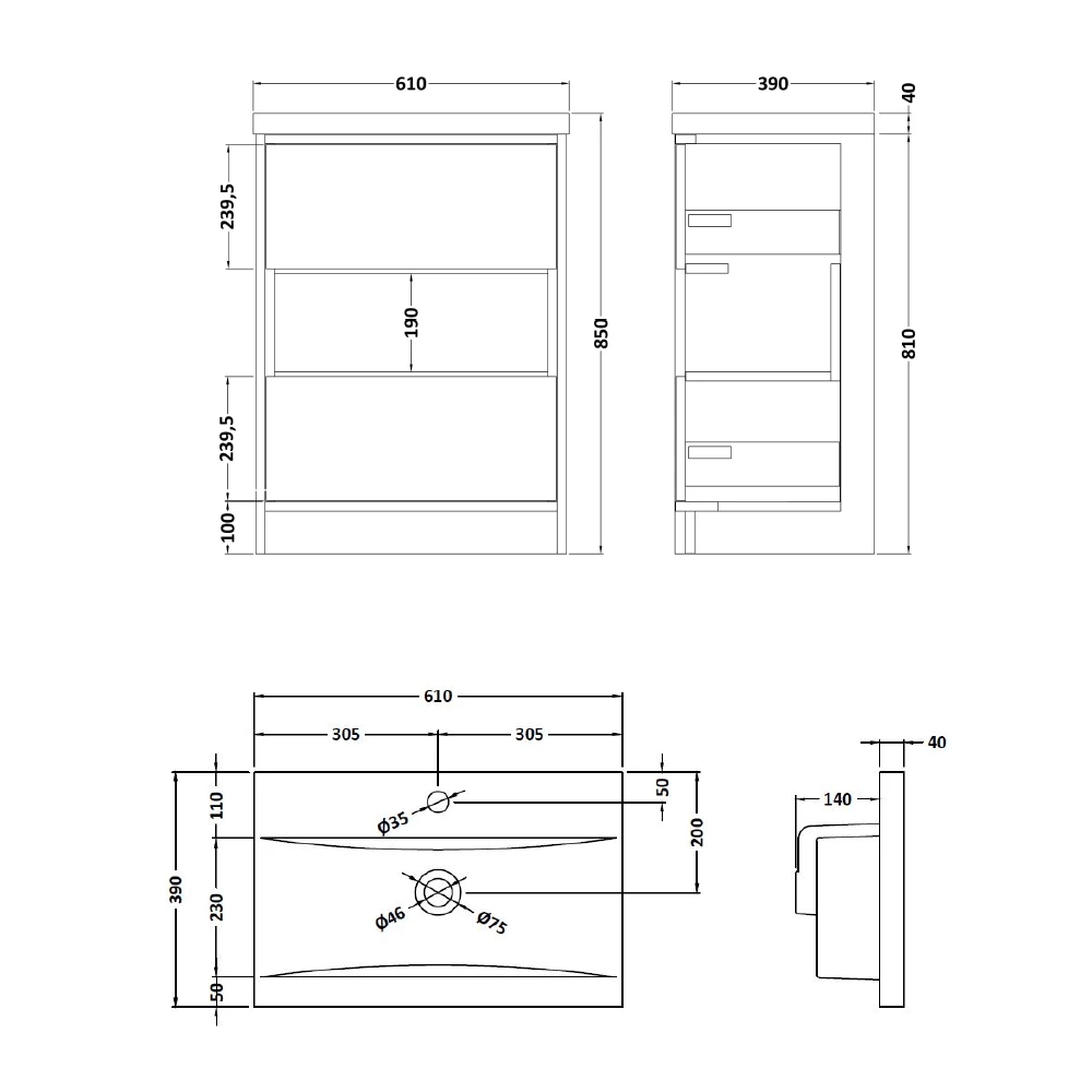 Hudson Reed Coast 600mm Floor Standing Vanity Unit And Basin - White Gloss & Driftwood 5 Hudson Reed Coast 600mm Floor Standing Vanity Unit And Basin - White Gloss & Driftwood - Image 3