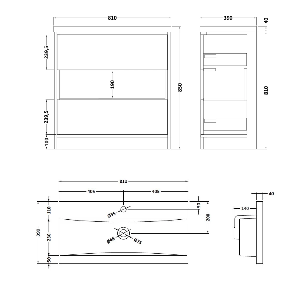 Hudson Reed Coast 800mm Floor Standing Vanity Unit And Basin - Grey Gloss 6 Hudson Reed Coast 800mm Floor Standing Vanity Unit And Basin - Grey Gloss - Image 4