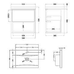 Hudson Reed Coast 500mm Wall Hung Vanity Unit And Basin - White Gloss 7 Hudson Reed Coast 500mm Wall Hung Vanity Unit And Basin - White Gloss -TAP WAREHOUSE Shop hudson reed coast wall mounted 500mm unit tech