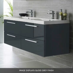 Hudson Reed Quartet 1440mm Wall Mounted Double Basin Vanity Unit - Gloss White 10 Hudson Reed Quartet 1440mm Wall Mounted Double Basin Vanity Unit - Gloss White -TAP WAREHOUSE Shop hudson reed quartet gloss grey