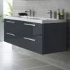 Hudson Reed Quartet 1440mm Wall Mounted Double Basin Vanity Unit - Gloss Grey -TAP WAREHOUSE Shop hudson reed quartet wall double basin unit grey