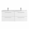 Hudson Reed Quartet 1440mm Wall Mounted Double Basin Vanity Unit - Gloss White 2 Hudson Reed Quartet 1440mm Wall Mounted Double Basin Vanity Unit - Gloss White -TAP WAREHOUSE Shop hudson reed quartet wall double basin vanity white