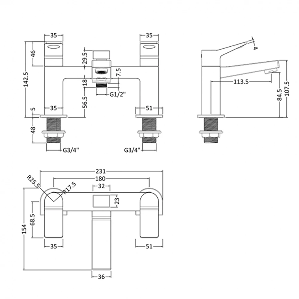 Hudson Reed Soar Square Bath Shower Mixer Tap & Kit 4 Hudson Reed Soar Square Bath Shower Mixer Tap & Kit - Image 2