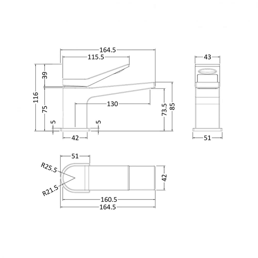 Hudson Reed Soar Square Mini Basin Mixer Tap & Waste 4 Hudson Reed Soar Square Mini Basin Mixer Tap & Waste - Image 2