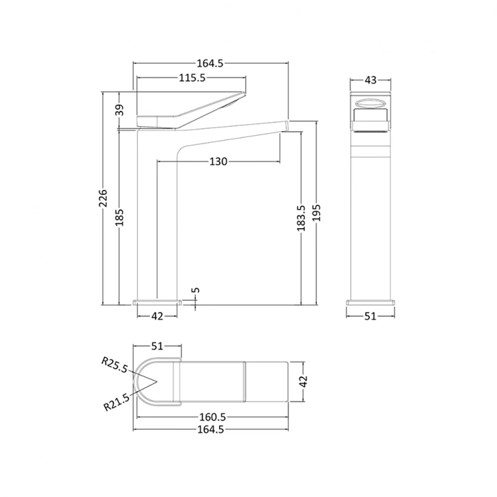 Hudson Reed Soar Square Tall Basin Mixer Tap & Waste 4 Hudson Reed Soar Square Tall Basin Mixer Tap & Waste - Image 2